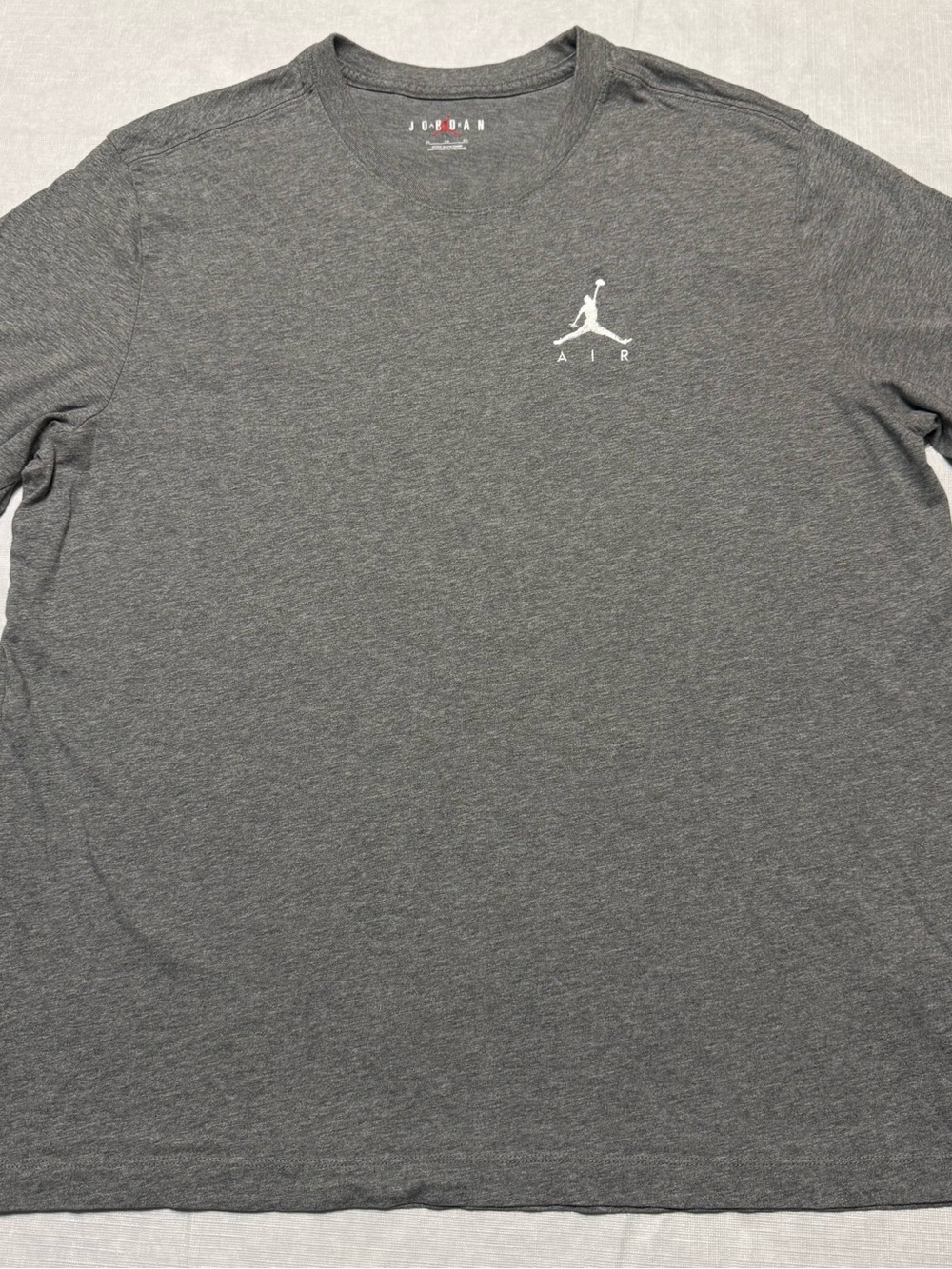 Jordan Gray Short Sleeve Crewneck T-Shirt with White Embroidered Jumpman